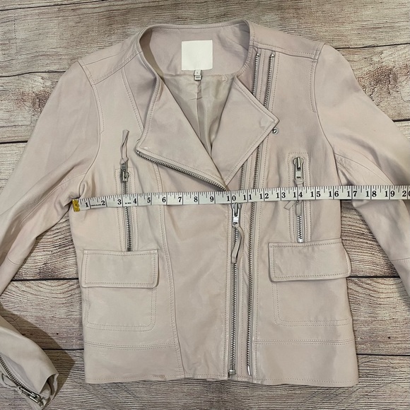 JOIE Vivianette Pink Genuine Lamb Leather Jacket - Picture 12 of 16